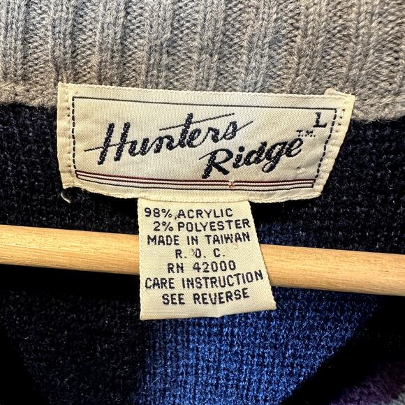 Vintage 80s Hunters Ridge Sweater Vest L Large Men's Blue Gray Purple Stripe - Picture 5 of 6